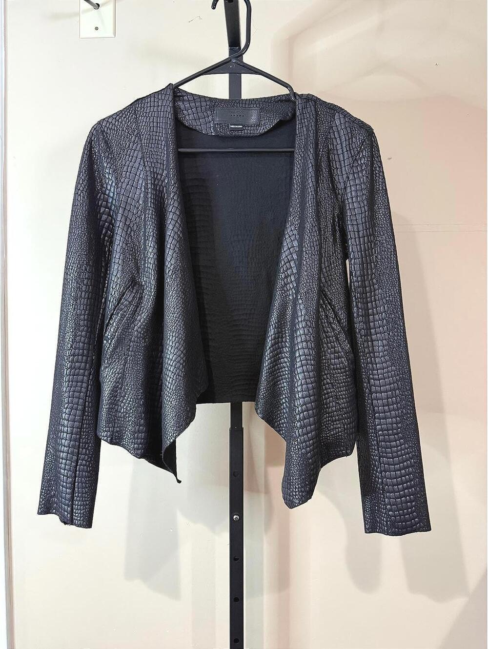 Blank NYC Black Faux Croc Leather Jacket XS